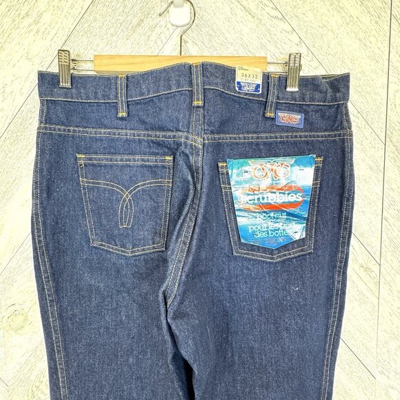Vintage 80s GWG Jeans Mens 36x32 Scrubbies Bootcut Dark Wash Denim Deadstock NWT - Picture 3 of 9